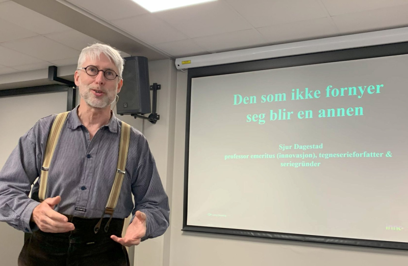 Fornyelsen kunst - underholdene og tankevekkende foredrag av professor Sjur Dagestad i Rotarymøtet tirsdag kveld.